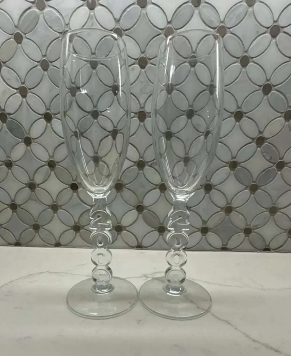 Cristal D'Arques-Durand Millennium 2000 Fluted Champagne Glasses Set of 2